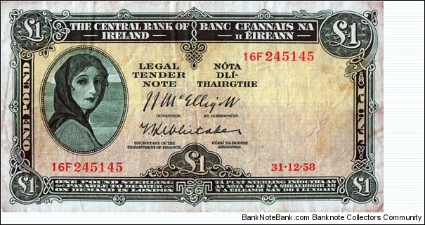 Ireland 1958 1 Pound. Banknote