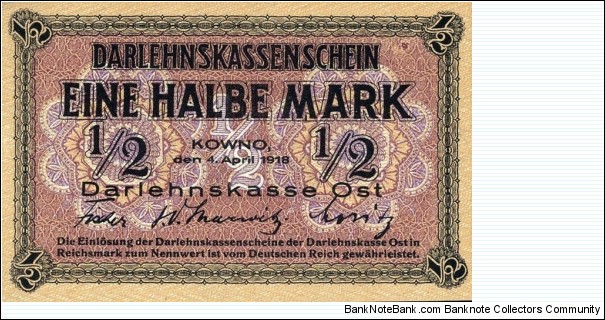 1/2 Mark - Darlehnskasse Ost. Banknote