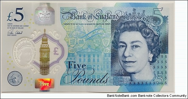5 Pounds Sterling (Polymer Issue) Banknote