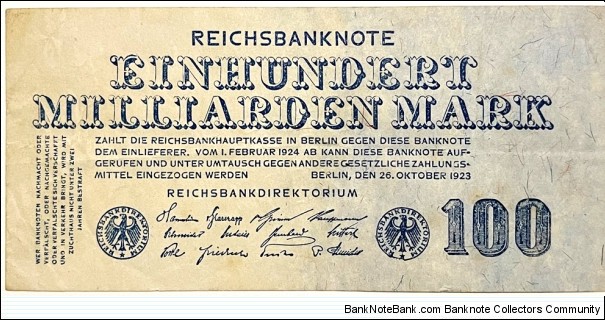 100.000.000.000 Mark (Weimar Republic 1923)  Banknote