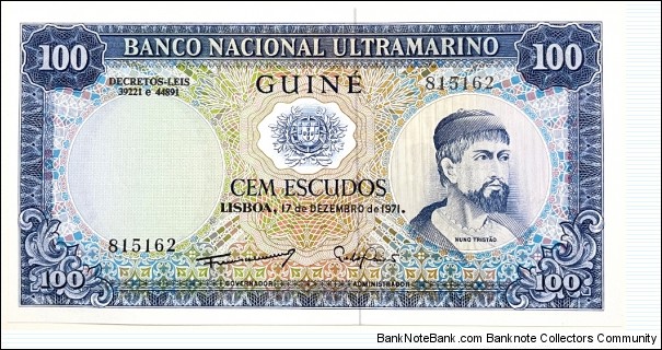 100 Escudos
(Portuguese Guinea 1971)  Banknote