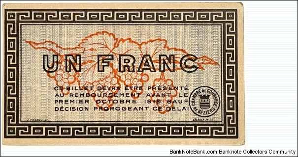 Banknote from France year 1914