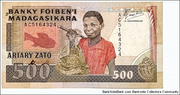 500 Francs / 100 Ariary Banknote