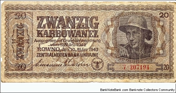 20 Karbovanets (Nazi occupation 1942) Banknote