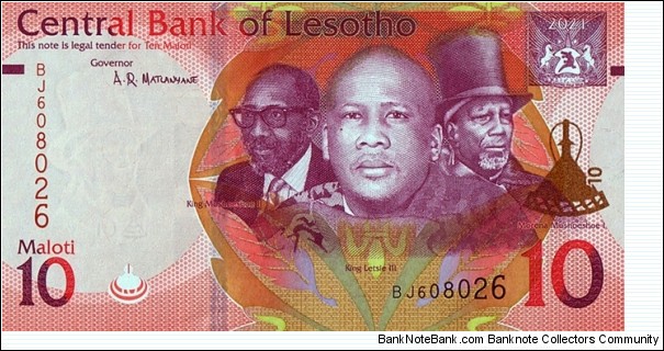 Lesotho 2021 10 Maloti. Banknote