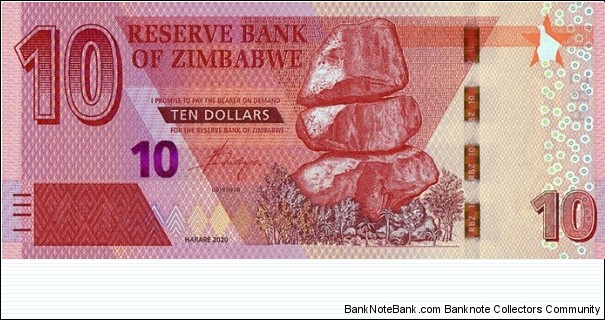 Zimbabwe 2020 10 Dollars. Banknote