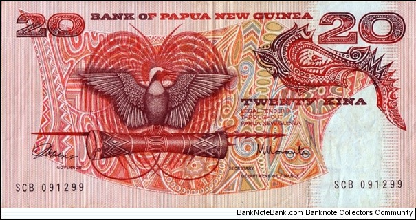 Papua New Guinea N.D. (1977) 20 Kina. Banknote