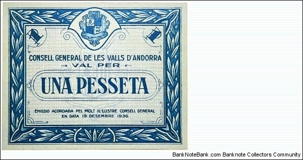 1 Pesseta (1st Issue / Official Reproduction) Banknote