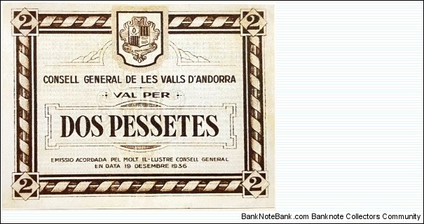 2 Pessetes (2nd Issue / Official Reproduction) Banknote