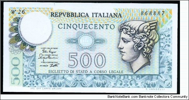 (Reproduction) / 500 Lire / pk (94) / (1974 & 1979) Banknote