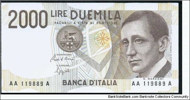 (Reproduction) / 2.000Lire / pk (115) / (1990)  Banknote