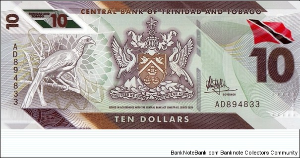 Trinidad & Tobago 2020 10 Dollars. Banknote