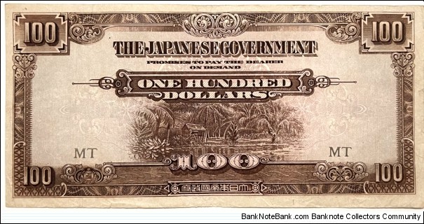 100 Dollars (Malaya / Japanese Occupation 1943)  Banknote