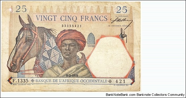 25 Francs (Occidental Africa 1939) Banknote