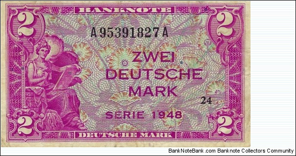 GERMANY 2 Deutsche Mark 1948 Banknote