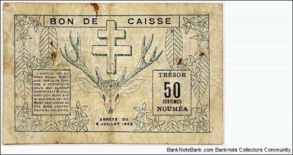 Banknote from French Polynesia year 1942