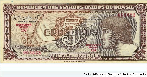 BRAZIL 5 Cruzeiros 1961 Banknote