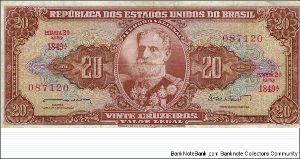 BRAZIL 20 Cruzeiros 1962 Banknote