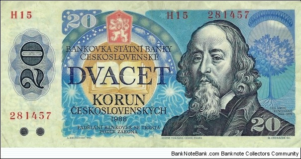 CZECHOSLOVAKIA 20 Korun 1988 Banknote