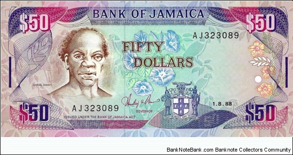 JAMAICA 50 Dollars 1988 Banknote