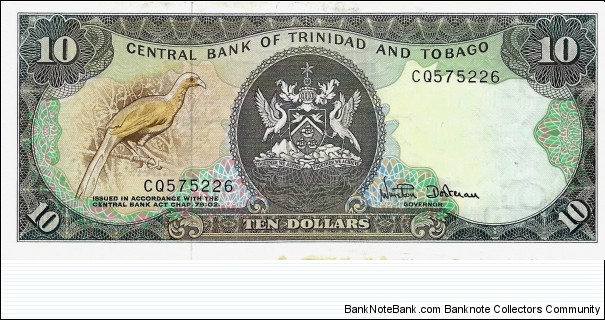 TRINIDAD & TOBAGO 10 Dollars 1985 Banknote
