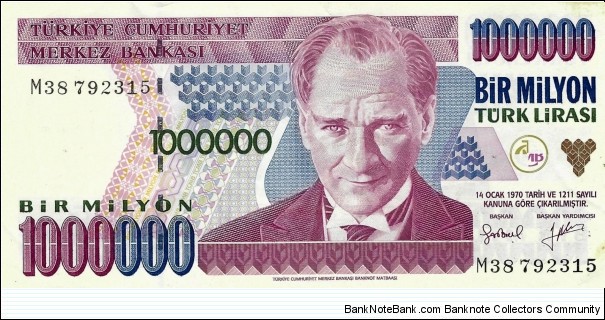 TURKEY 1,000,000 Lira 1995 Banknote