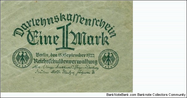 GERMANY 1 Mark 1922 Banknote