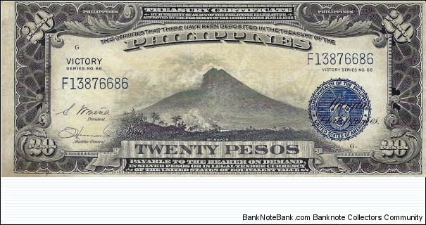 PHILIPPINES 20 Pesos 1944 Banknote