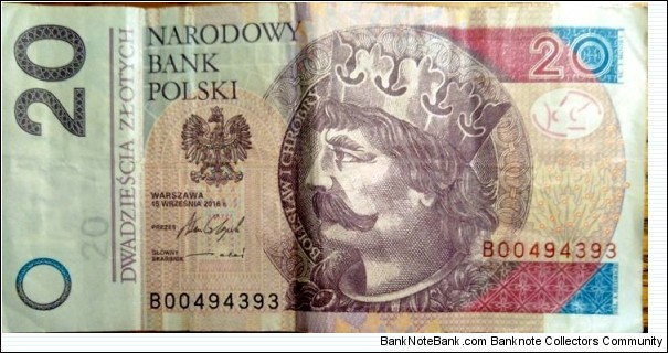 Poland 20 Złotych.
B00494393 Banknote