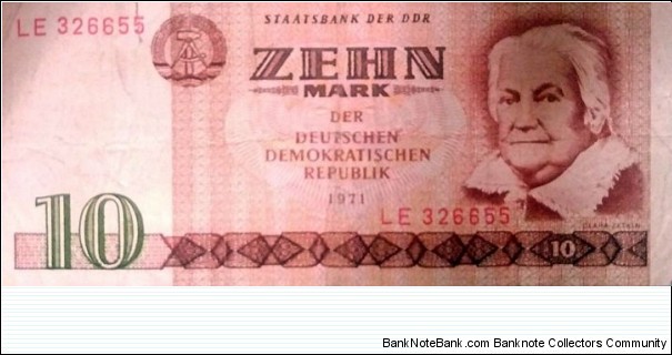 German Democratic Republic (East Germany) 10 Mark.
LE 326655 Banknote