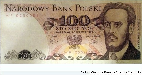 Poland 100 Złotych.
HF 0230082 Banknote