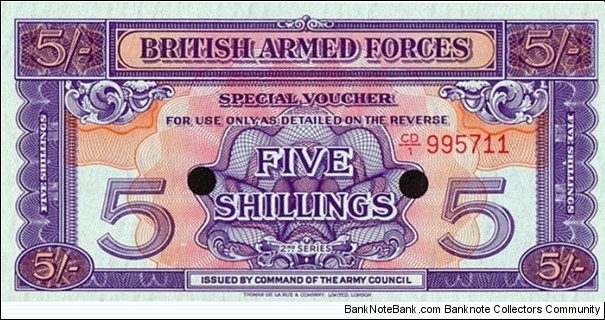 British Armed Forces N.D. 5 Shillings.

Series II. Banknote