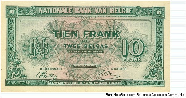 Banknote from Belgium year 1943