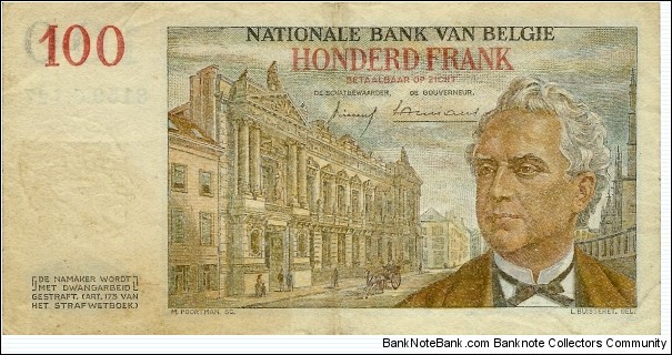 Banknote from Belgium year 1957