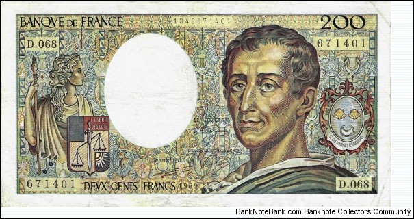 FRANCE 200 Francs 1989 Banknote