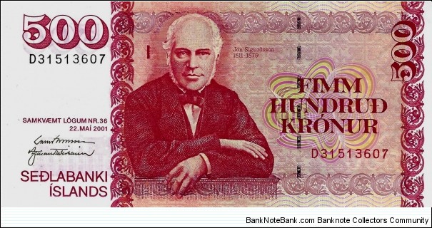 ICELAND 500 Kronur 2001 Banknote