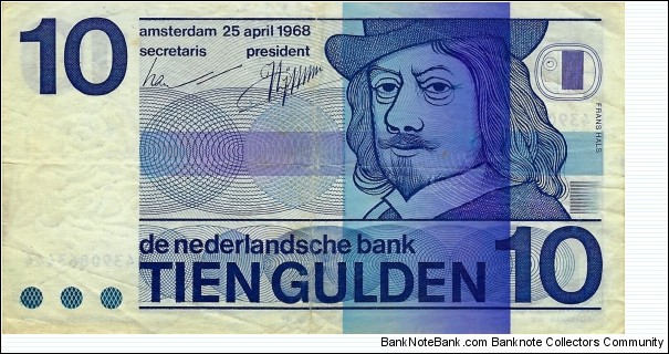 NETHERLANDS 10 Gulden 1968 Banknote