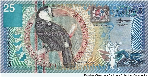 SURINAME 25 Gulden 2000 Banknote