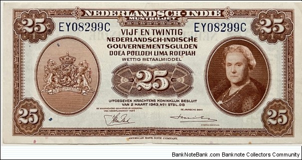 25 Gulden (Dutch East Indies 1943) Banknote