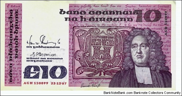 IRELAND 10 Pounds 1987 Banknote