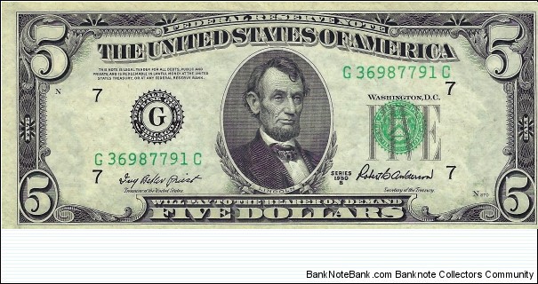 UNITED STATES 5 Dollars 1950B Banknote