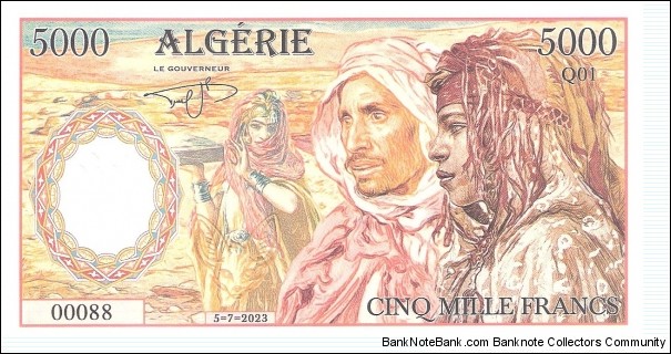 Algeria; 5000 francs; May 7, 2023.
Private fantasy issue. Banknote