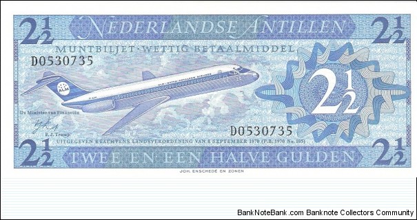 2 1/2 gulden; September 8, 1970. Banknote