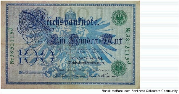 GERMANY 100 Mark 1908 Banknote