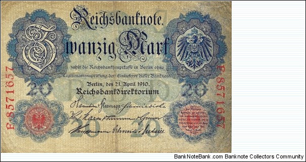 GERMANY 20 Mark 1910 Banknote