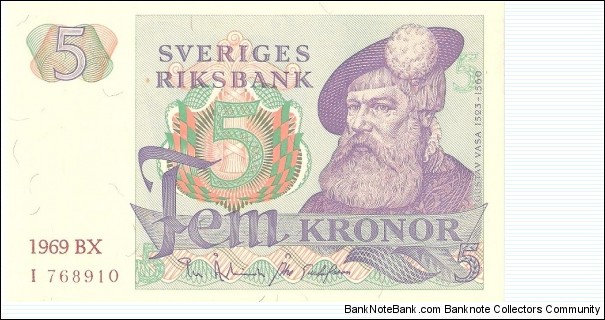 5 kronor; 1969 Banknote