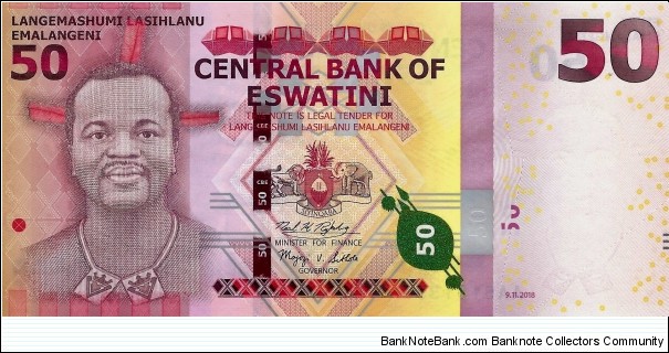 ESWANTI 50 Emalangeni 2018 Banknote