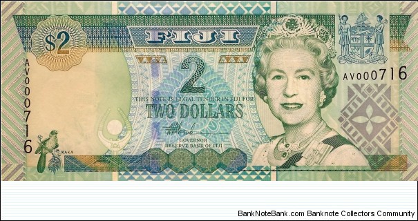 FIJI 2 Dollars 2002 Banknote