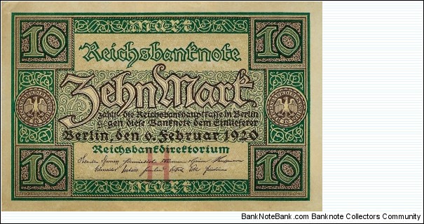 GERMANY 10 Mark 1920 Banknote