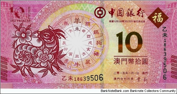 Banknote from Macau year 2015